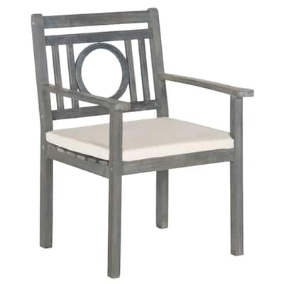 SAFAVIEH Outdoor Living Montclair Ash Grey Acacia Wood 5-piece Beige Cushion Dining Set