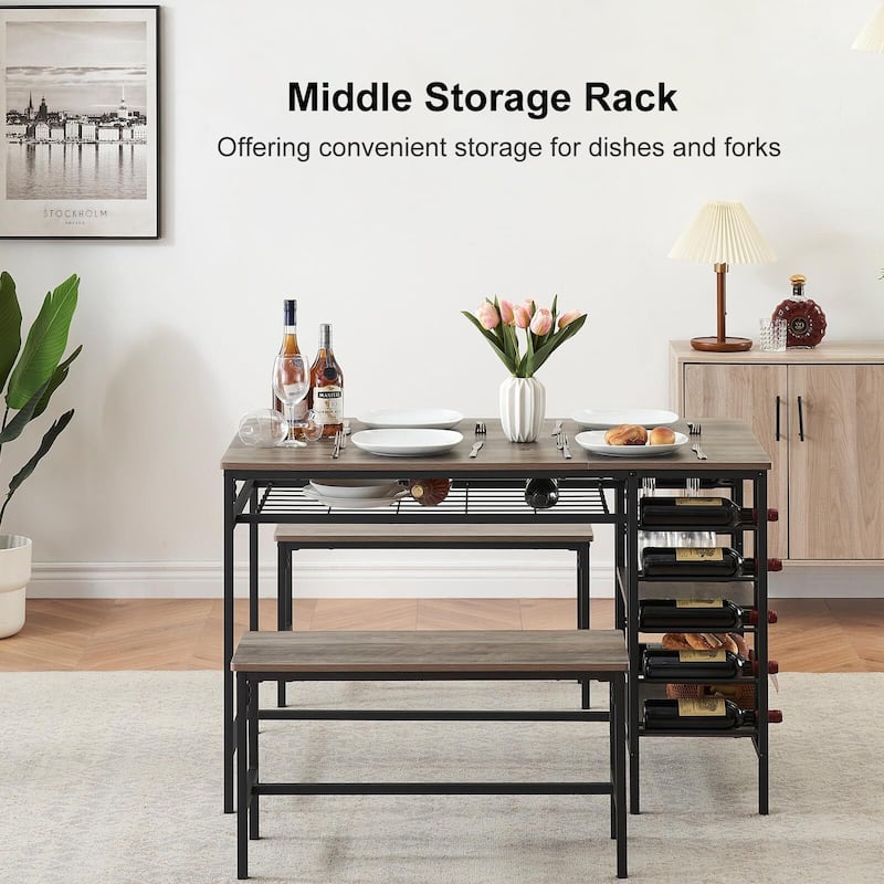 Kitchen Table with 2 Benches for 4