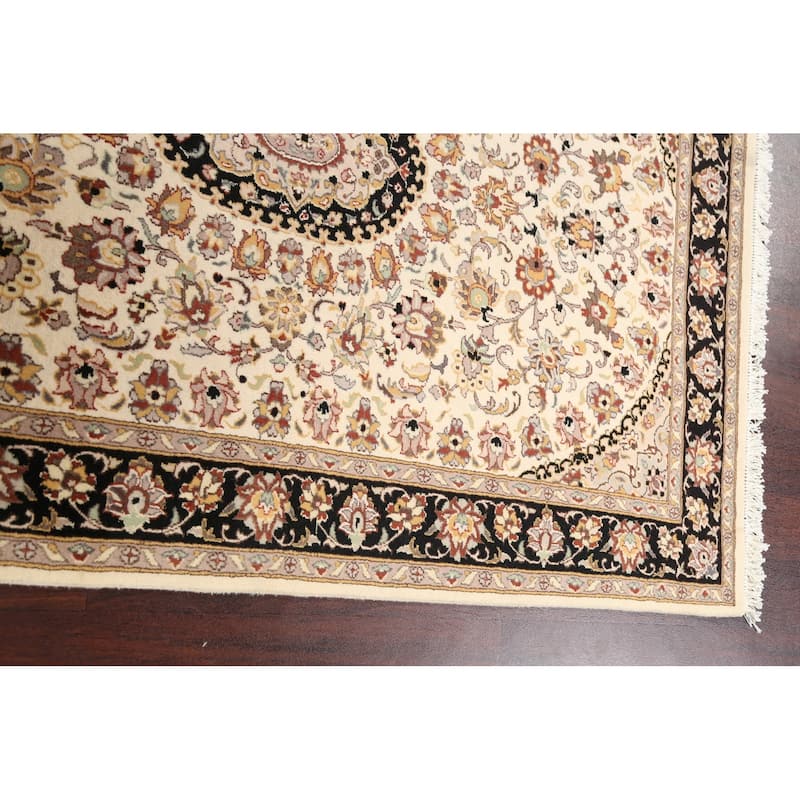 Wool/ Silk Vegetable Dye Floral Oriental Tabriz Area Rug Hand-knotted - 4'0" x 6'2"