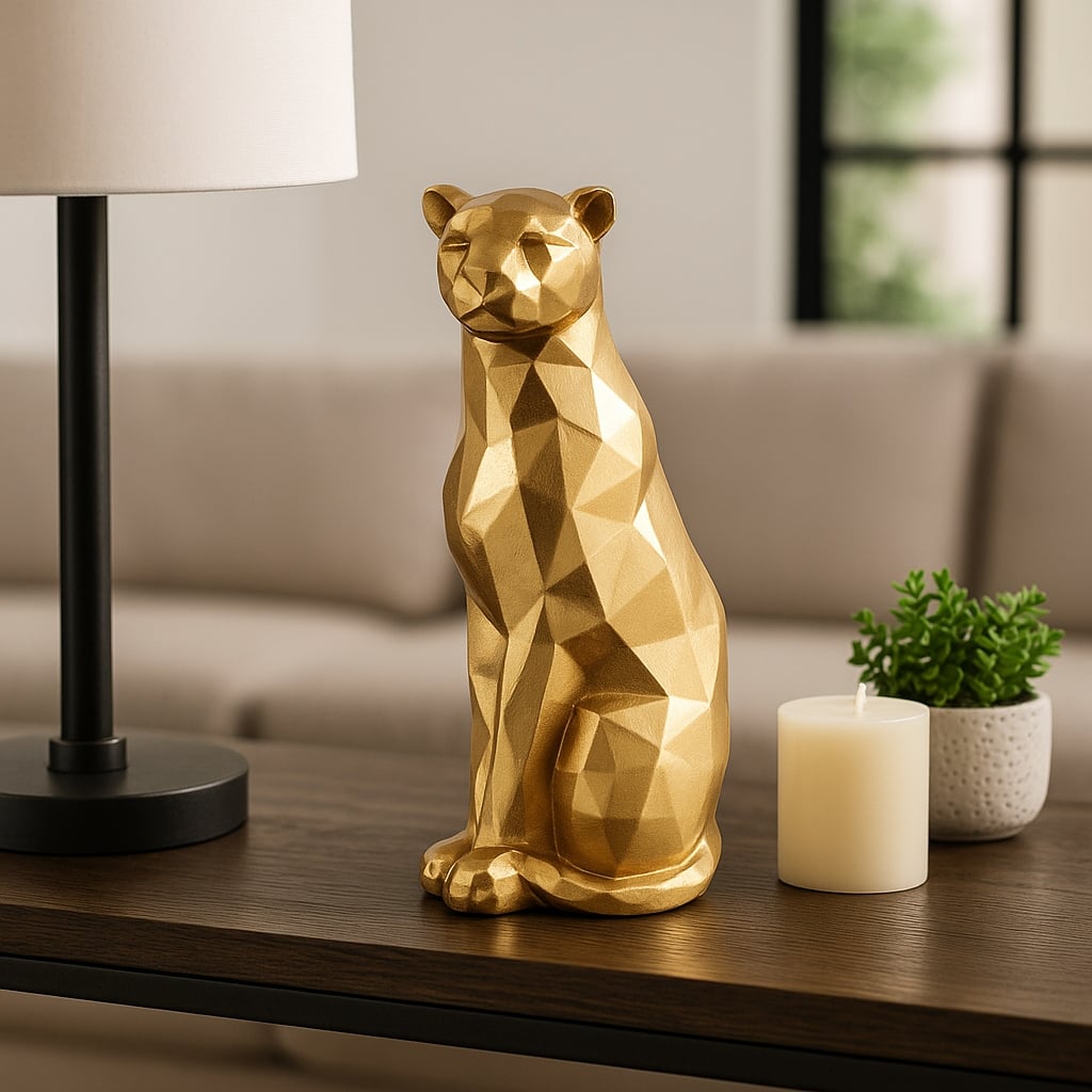 Resin Geometric Leopard Decorative Figurine - Gold - 10.0"