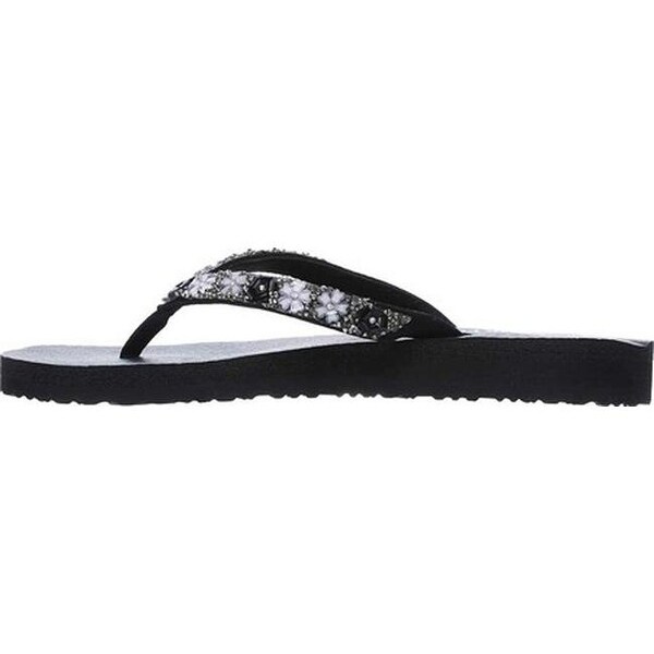 skechers womens black flip flops
