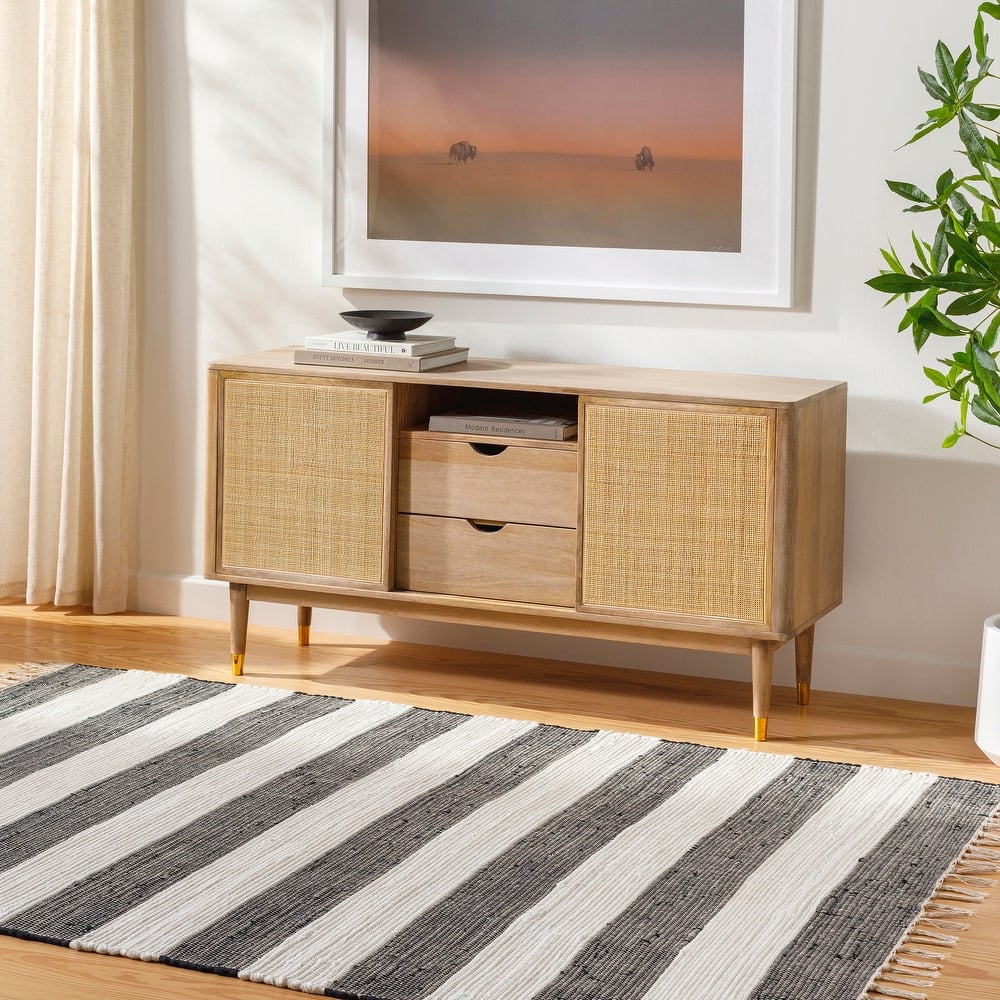 Livabliss Cotone Handmade Casual Striped Area Rug