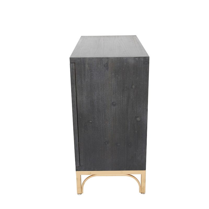 Wooden Geometric 2 Door Cabinet - Black - Roche River Decor - 16"W x 32"L x 32"H