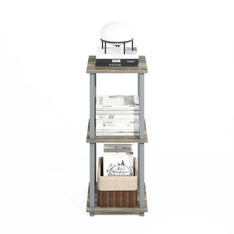 19.6 in. Tall French Oak/Grey Wood 2-Shelf Bookcase