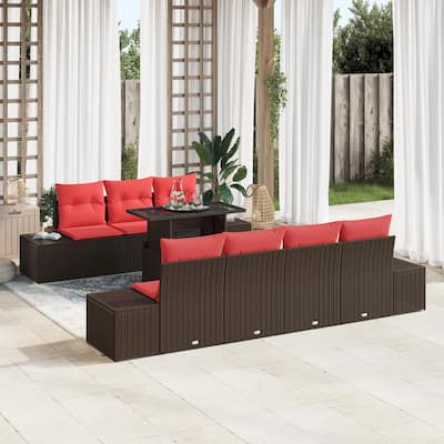 vidaXL 8 Piece Garden Sofa Set with Cushions - 115.8×24.4×27.2