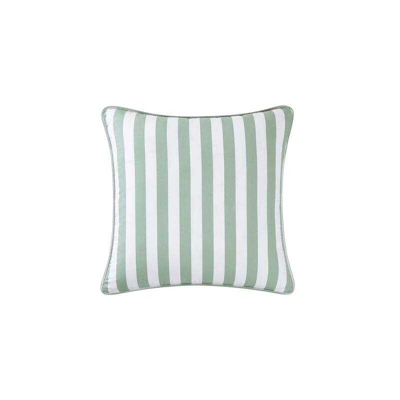 Brooklyn Loom Levi Stripe 20x20 Decorative Pillow with Removable Cover - White/Sage Green