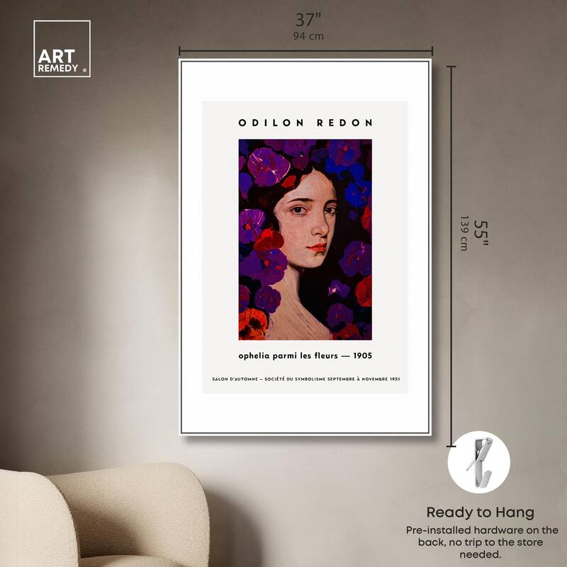 Redon's Ophelia in Blooms Canvas by Art Remedy