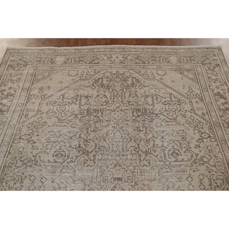 Distressed Tabriz Persian Antique Area Rug Hand-Knotted Wool Carpet - 6'6" x 9'6"