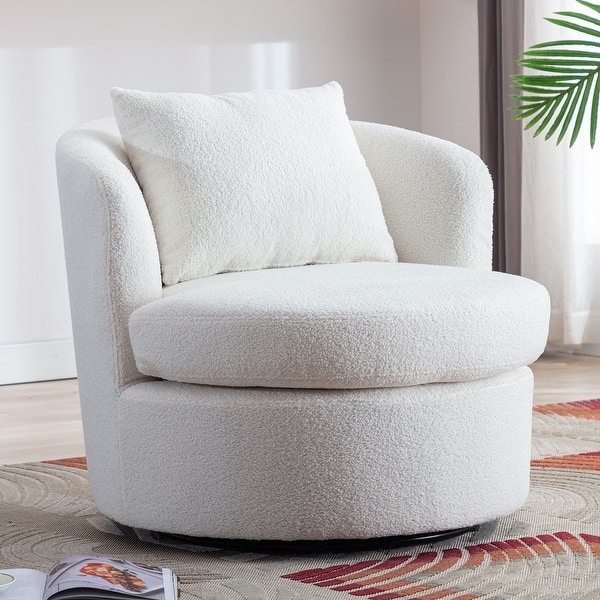Swivel Barrel Chair with Lamb Wool Fabric - On Sale - Bed Bath & Beyond ...