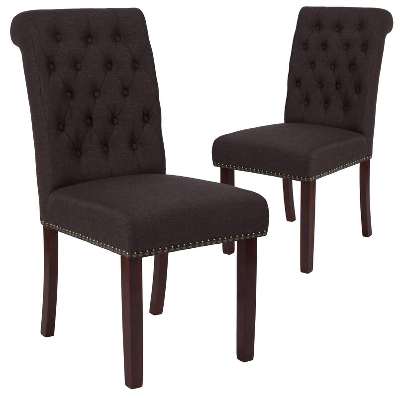 Parsons Rolled Back Accent Nail Trim Chairs (Set of 2) - 18.5"W x 27.5"D x 39.75"H