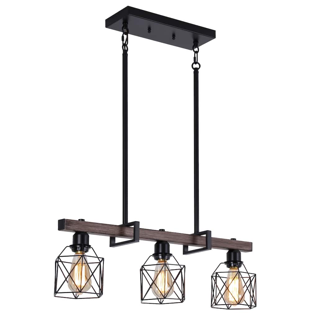 27.6 in./46.5 in. Matte Black Island Chandelier, Suitable For Kitchen, Dining Room, Bedroom