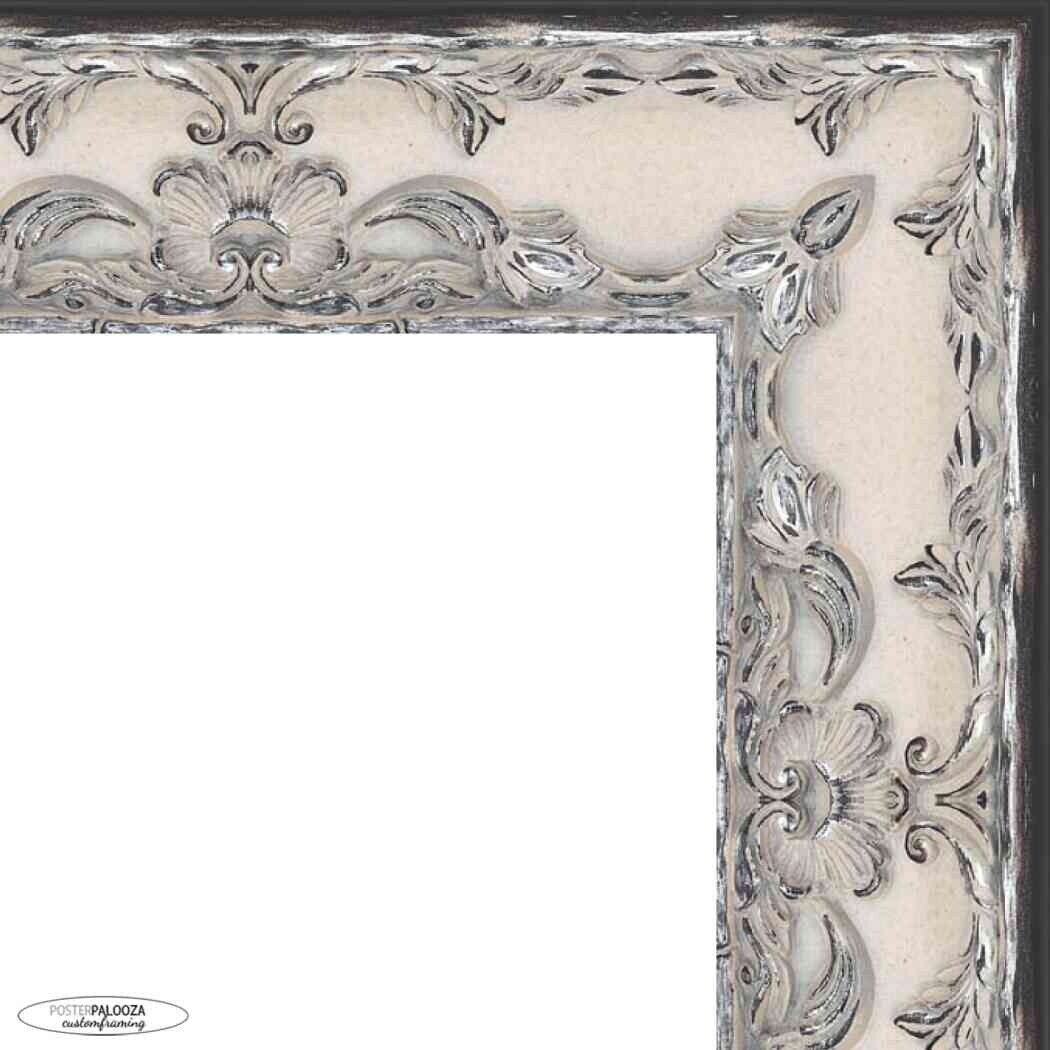 30x24 Traditional Silver Complete Wood Picture Frame with UV Acrylic, Foam Board Backing, & Hardware