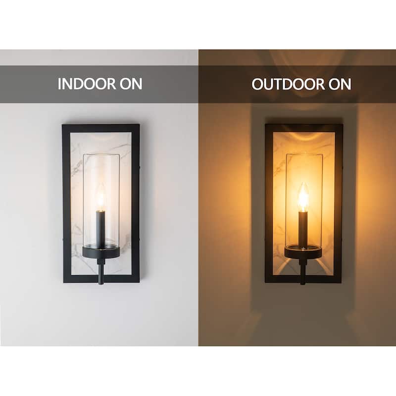 15.5" Modern Outdoor Wall Sconce with White Rock Plate