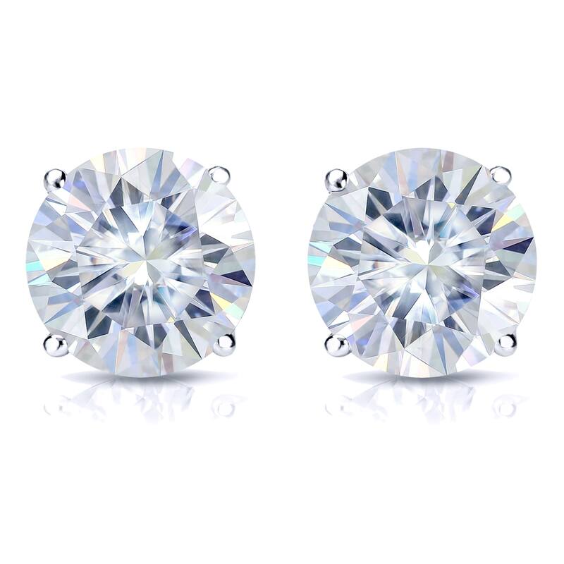 Auriya 2ct TW Round Moissanite Stud Earrings 18k Gold - 6.5 mm