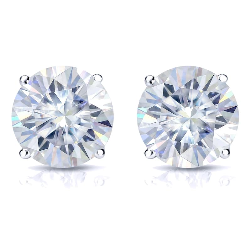 Auriya 2ct TW Round Moissanite Stud Earrings 14k Gold - 6.5 mm
