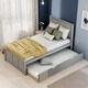 preview thumbnail 7 of 14, Twin Platform Kids Bed with Trundle, Sturdy Wood Frame, Space-Saving Design, Espresso Grey