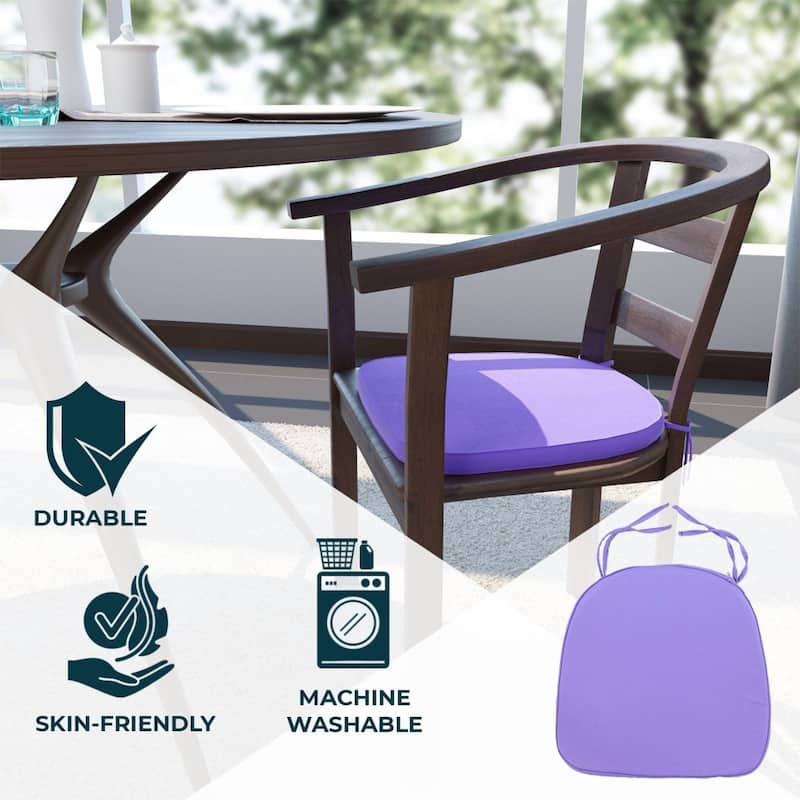 Memory Foam 15" U-Shaped Indoor Outdoor Dining Chair Pad Cushion for Kitchen Patio Garden (Set of 1, 2, 4 or 8)