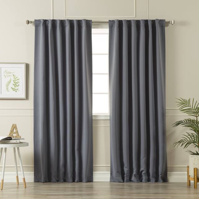 Aurora Home Solid Insulated Thermal Blackout Curtain Panel Pair - 108 - Stone