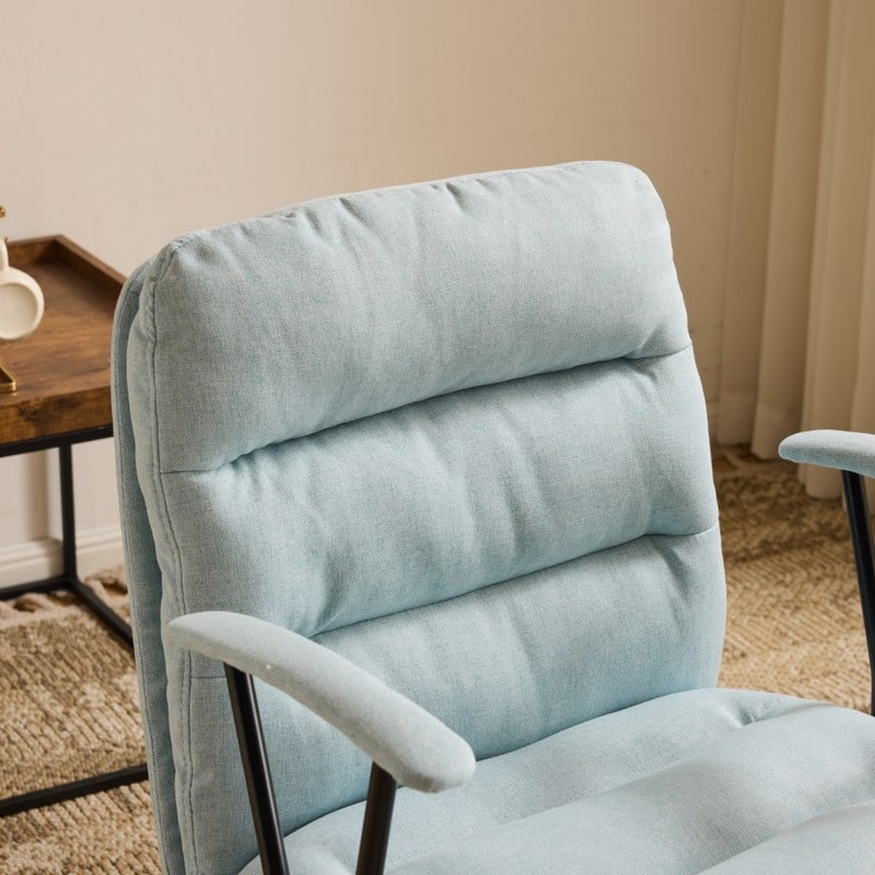 24.4 Inch Upholstered Swivel Office Chair With Leg Pegs And Wheels