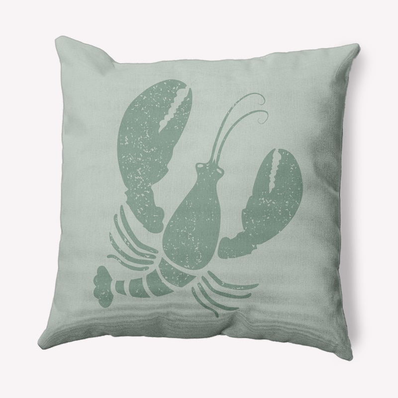 Lobster Nautical Indoor/Outdoor Throw Pillow - Sage - 16" x 16"