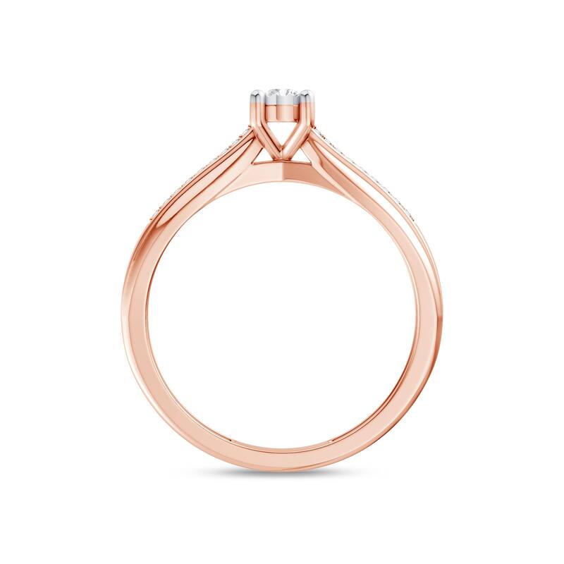 1/10ct TDW Solitaire Diamond Ring in 10K Rose Gold for Women - Rose Gold