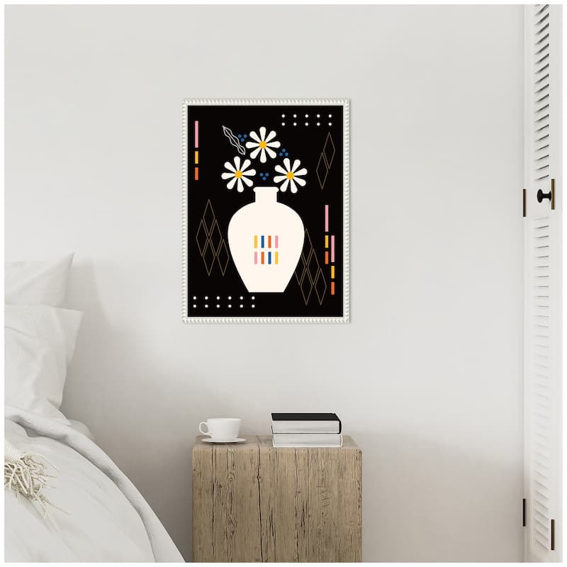 Kate and Laurel Sylvie Black Vase Framed Canvas by Amber Leaders