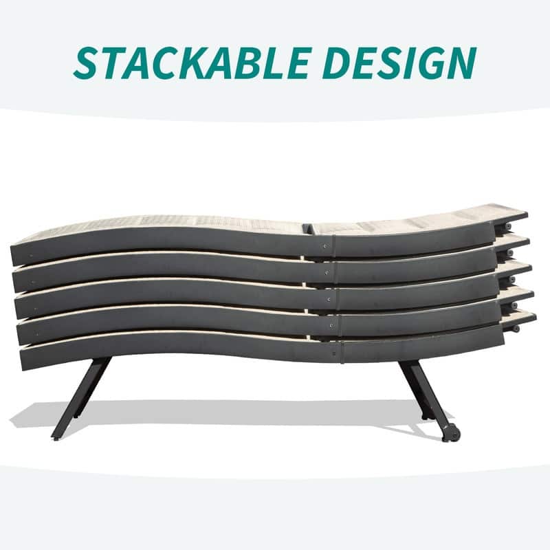 Domi Patio Chaise Lounge Set of 2, Outdoor Lounge Chairs, Aluminum Textilene Pool Lounger