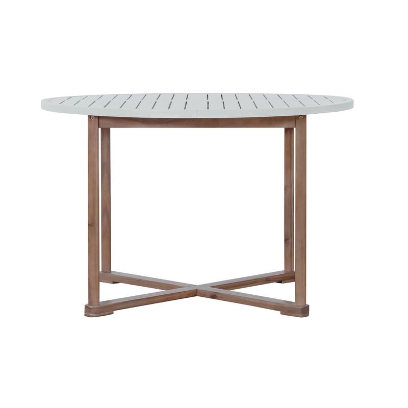 5-Piece Outdoor Dining Set with Acacia Wood Chairs and Round Table for Patios and Gardens