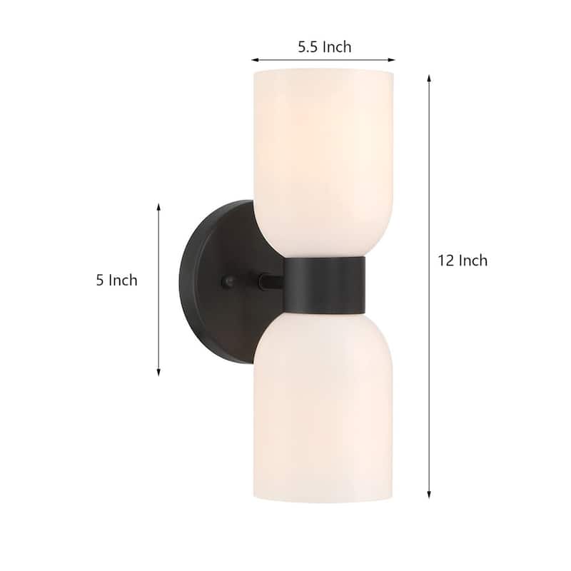 Shuman 2-light Mid-century Modern White Gold Wall Sconce with UL