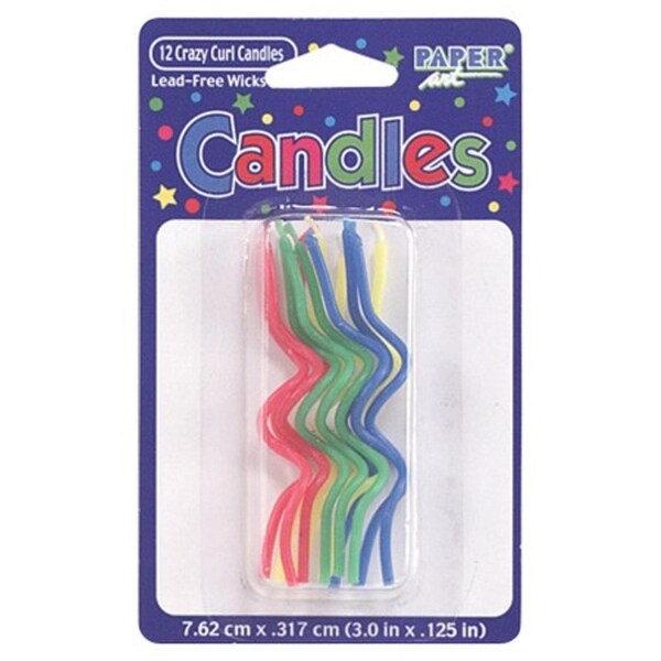 Club Pack of 288 Multicolored Primaries Crazy Curl Decorative Birthday Party Candles 3.25" - N/A