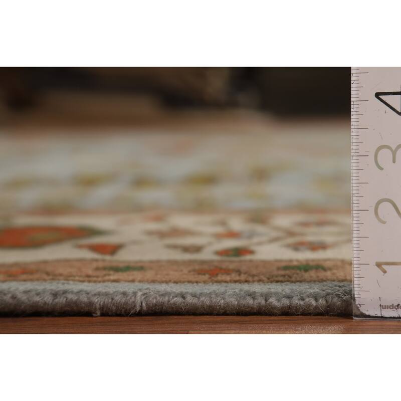Light Blue Geometric Oushak Indian Area Rug Hand-Knotted Wool Carpet - 9'0"x 11'9"