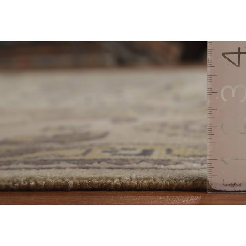 Green Floral Oushak Indian Area Rug Hand-Knotted Wool Carpet - 9'0" x 12'2"