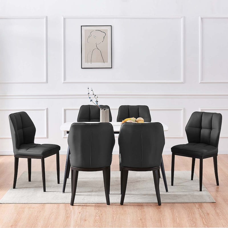 Checkered Faux Leather Upholstered Dining Chairs, Set of 2/4 - 33.7"H x 17.4"W x 17.4"D
