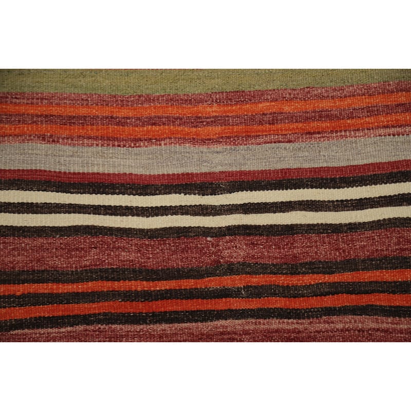 Hand Woven Oriental 100% Wool Carpet Southwestern Geometric Multi-Colored Kilim Area Rug - 10' 3'' X 5' 3''