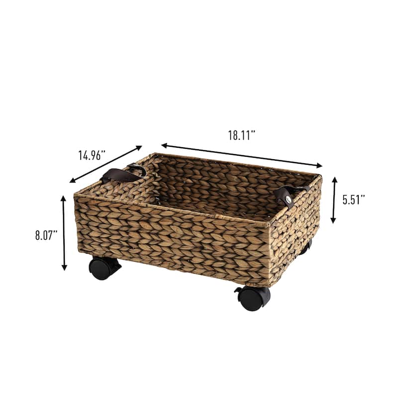 happimess 18.11" Handwoven Storage Bin with Wheels and Handles