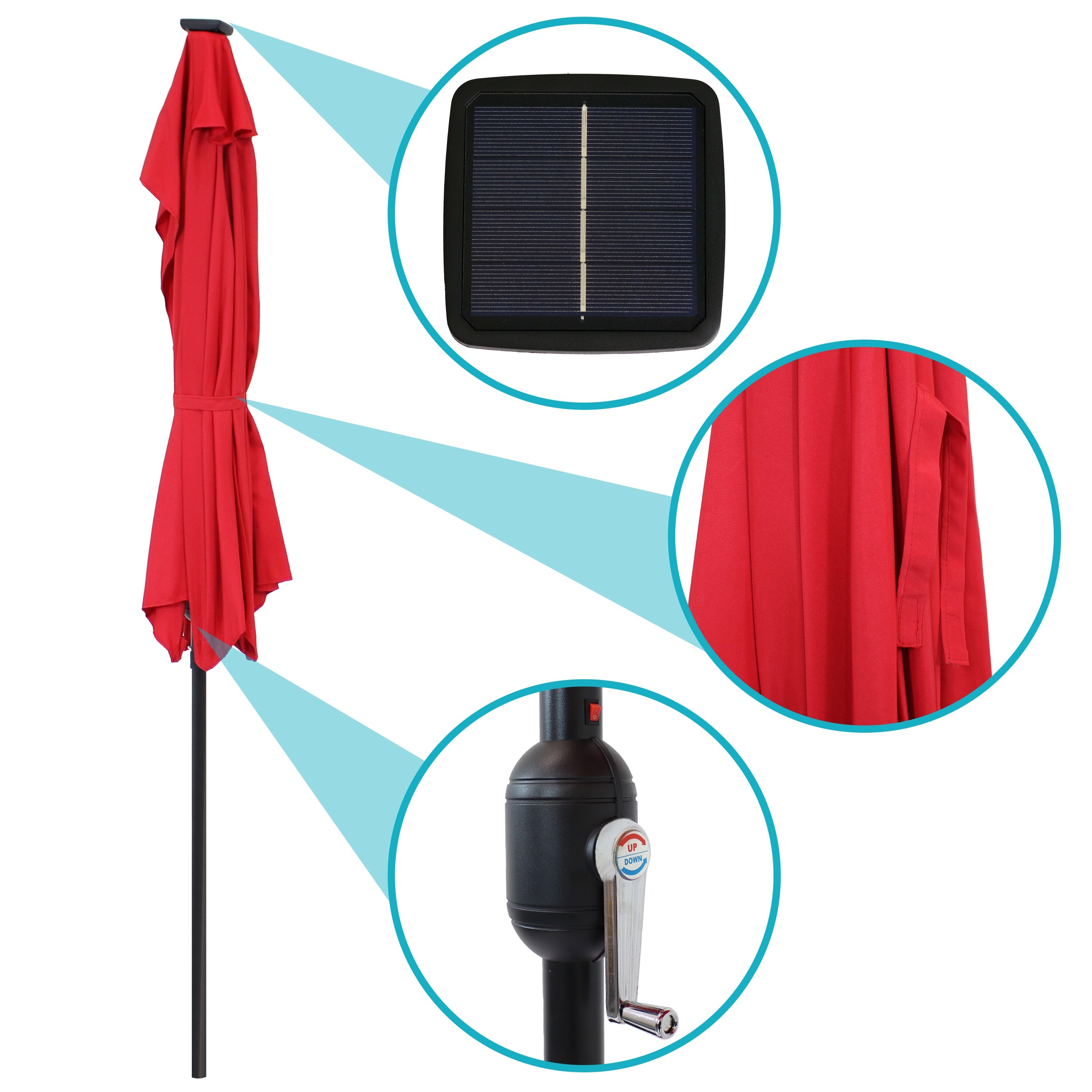 half patio umbrella red lled EliteShade 9ft Solar LED Eurmax All it takes is a patio umbrella to protect your family from the harsh sun Sunnydaze 9-Foot Solar Outdoor Half