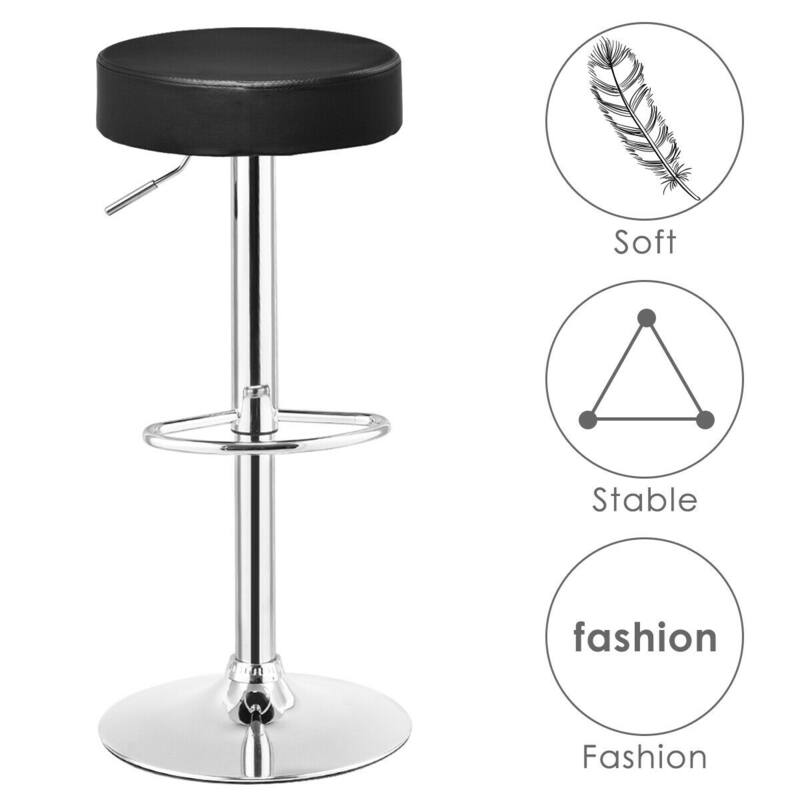Costway Set of 2 Adjustable Round Leather Seat Hydraulic Swivel Bar