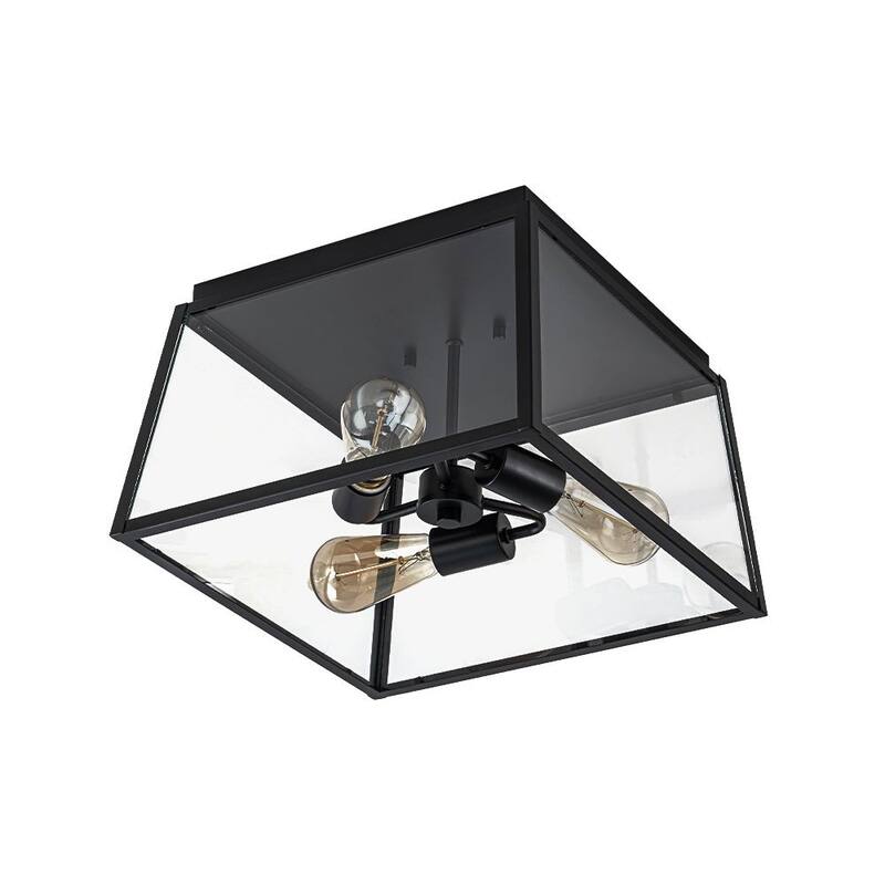 3-Light Modern Farmhouse Square Cage Flush Mount Light 14.6 in