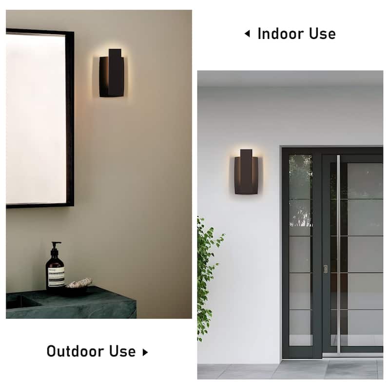 Modern Integrated LED Black/Bronze Aluminum Outdoor Wall Sconce