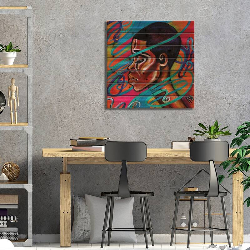 Laced Print On Wood by Artist Ria - Multi-Color