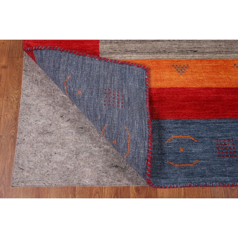 Geometric Gabbeh Area Rug Handmade Wool Carpet - 6'7" x 9'9"