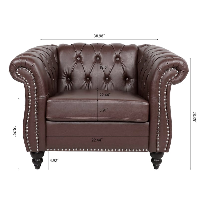 1 Seater Sofa For Living Room,Soft PU leather fabric, easy to clean
