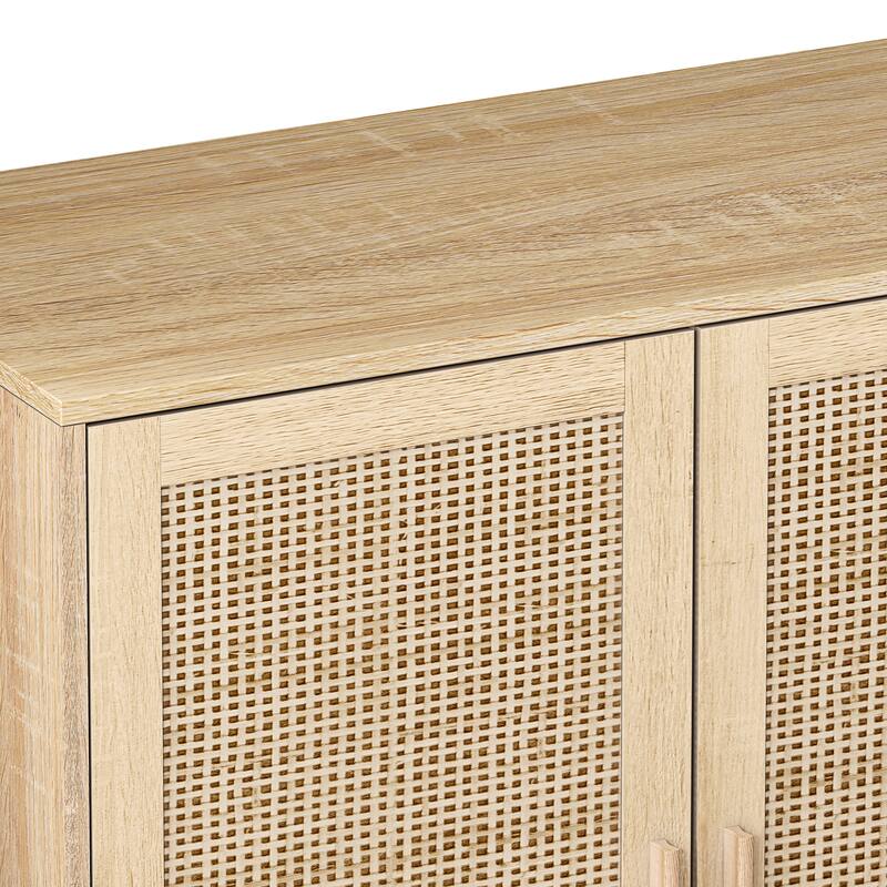 Rattan Sideboard Storage Cabinet Console Table with Adjustable Shelf