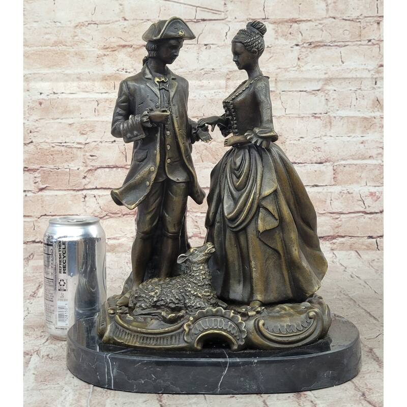 Romantic Scene Between British Officer Lord Lady - Bronze Sculpture Romantic Decor