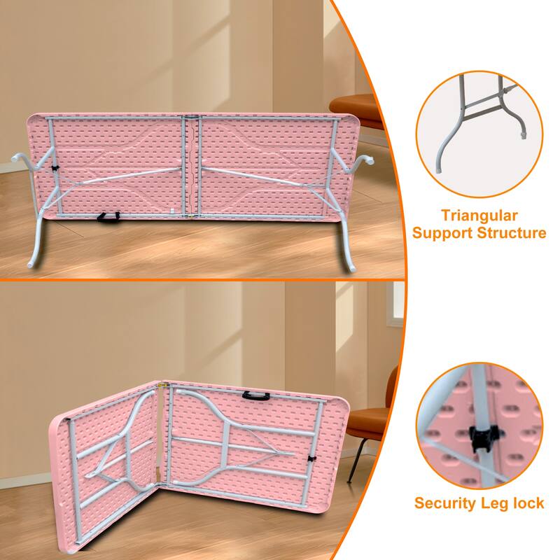 Folding Table,Portable Plastic Table for Camping,Picnics,Parties,High Load Bearing Foldable Table