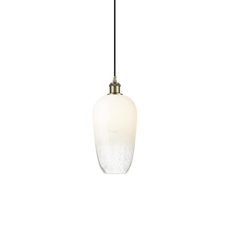 Innovations Lighting 516-1P-15-7 Brookhaven Flute Pendant Brookhaven - Antique Brass / Opal