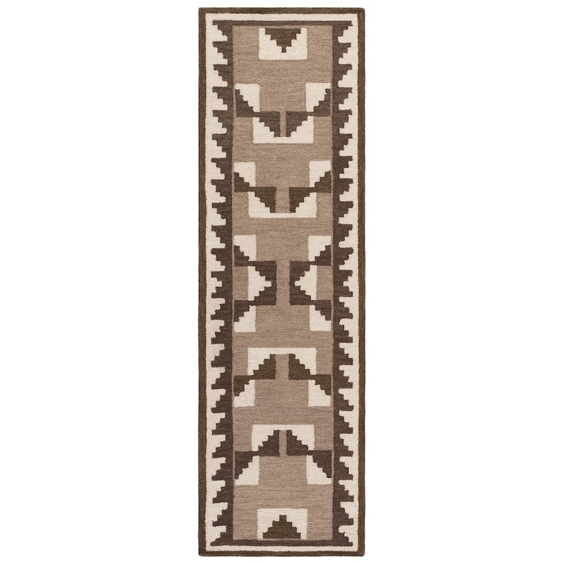 SAFAVIEH Handmade Kenya Ailbhe Wool Rug - 2'3" x 8' Runner - Brown/Ivory
