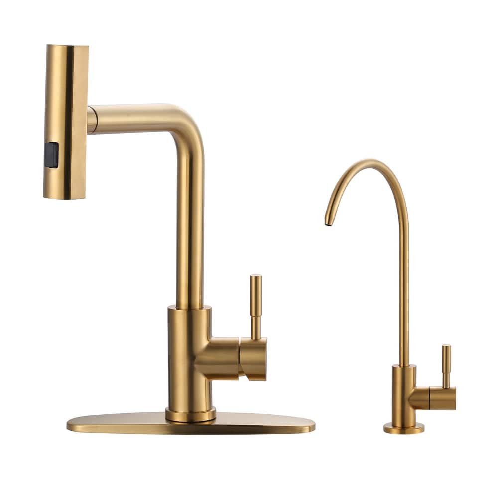 WOWOW Modern-Style Three-Function Pull-Down Kitchen Faucet with Filter Faucet