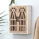 preview thumbnail 2 of 14, Farmhouse White and Natural Wood Cathedral Storage Wall Cabinet - 23.6" H x 18.9" W x 8.27" D
