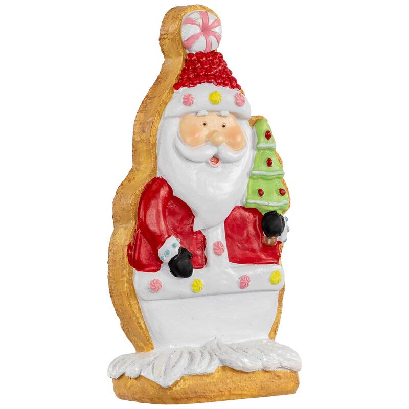 7" Standing Santa Gingerbread Cookie with Christmas Tree Tabletop Decor